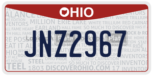 JNZ2967 license plate in Ohio