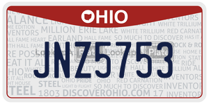 JNZ5753 license plate in Ohio