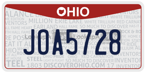 JOA5728 license plate in Ohio