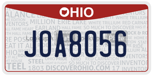 JOA8056  license plate in OH
