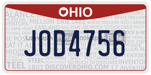 JOD4756  license plate in OH