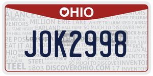 JOK2998 license plate in Ohio