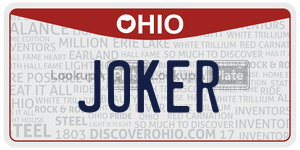 JOKER license plate in Ohio