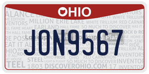 JON9567 license plate in Ohio