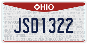 JSD1322 license plate in Ohio