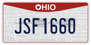 JSF1660 license plate in Ohio