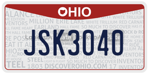 JSK3040 license plate in Ohio