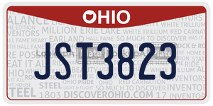 JST3823 license plate in Ohio