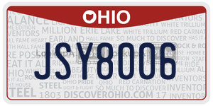 JSY8006  license plate in OH