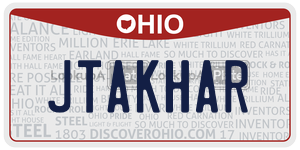 JTAKHAR  license plate in OH