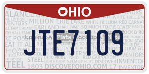 JTE7109 license plate in Ohio