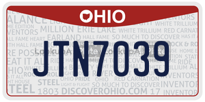 JTN7039 license plate in Ohio