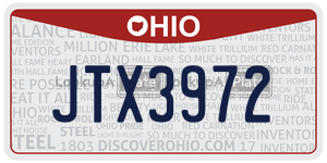 JTX3972 license plate in Ohio