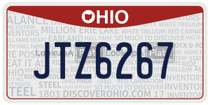 JTZ6267 license plate in Ohio