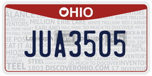 JUA3505 license plate in Ohio