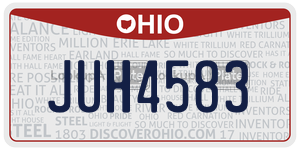 JUH4583  license plate in OH