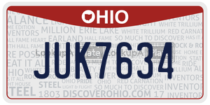 JUK7634 license plate in Ohio