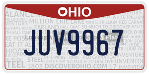 JUV9967 license plate in Ohio