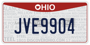 JVE9904  license plate in OH