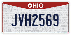 JVH2569  license plate in OH