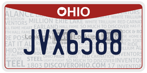 JVX6588 license plate in Ohio