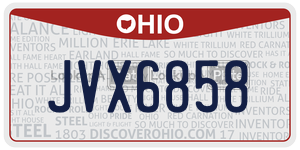 JVX6858 license plate in Ohio