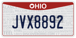 JVX8892  license plate in OH