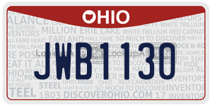 JWB1130 license plate in Ohio