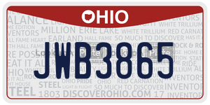 JWB3865 license plate in Ohio