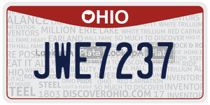 JWE7237 license plate in Ohio