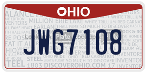 JWG7108 license plate in Ohio