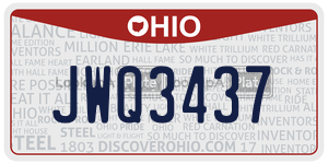 JWQ3437 license plate in Ohio