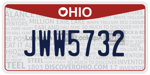 JWW5732  license plate in OH