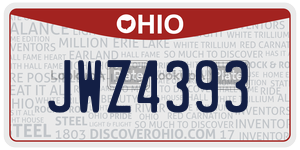 JWZ4393 license plate in Ohio