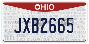 JXB2665  license plate in OH