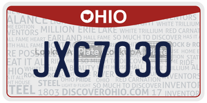 JXC7030 license plate in Ohio