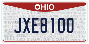 JXE8100 license plate in Ohio
