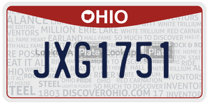 JXG1751  license plate in OH