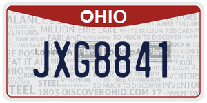 JXG8841 license plate in Ohio