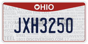 JXH3250  license plate in OH