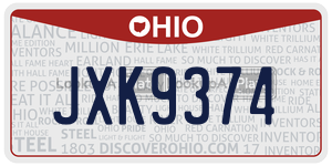 JXK9374 license plate in Ohio