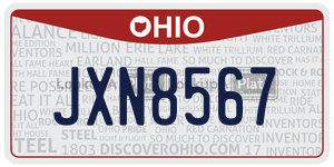 JXN8567  license plate in OH