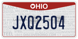 JXQ2504  license plate in OH