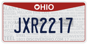 JXR2217  license plate in OH
