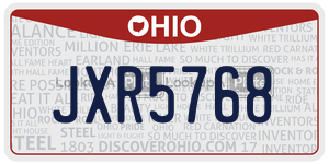 JXR5768 license plate in Ohio