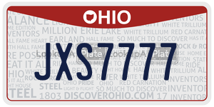 JXS7777  license plate in OH
