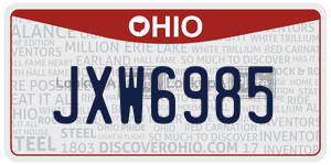 JXW6985 license plate in Ohio