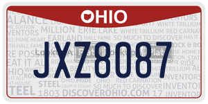JXZ8087 license plate in Ohio