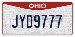 JYD9777 license plate in Ohio