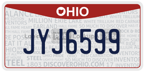 JYJ6599 license plate in Ohio